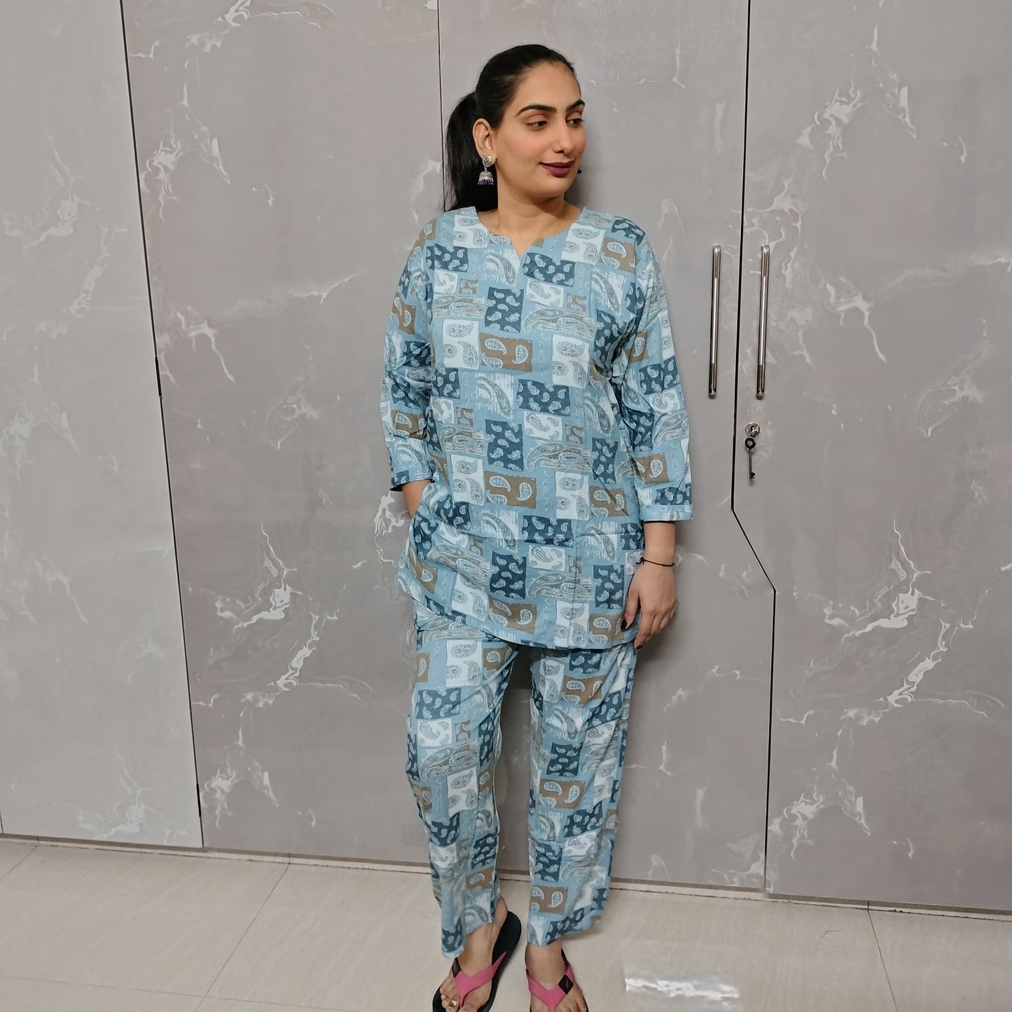 Rayon Cotton Cord Set – 2-Piece Co-Ord (Available in Baby Pink & Sky Blue)